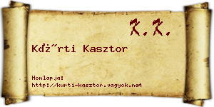 Kürti Kasztor névjegykártya